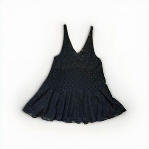 Intimately Free People Black Tan Printed Lace Tunic Mini Dress Womens XS